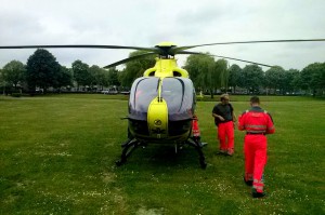 Trauma Heli in park Schinnenbaan